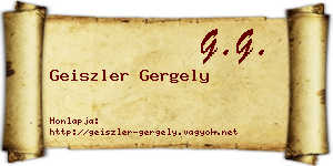 Geiszler Gergely névjegykártya